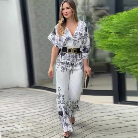 Spring Sexy Waist Controlled Straight Positioning Printing Jumpsuit - ALTARIA