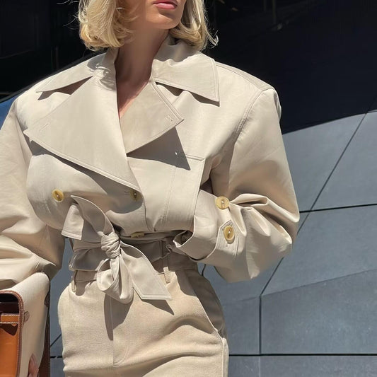 All Match Long Sleeve Series Belt Breasted Trench Coat Spring - ALTARIA