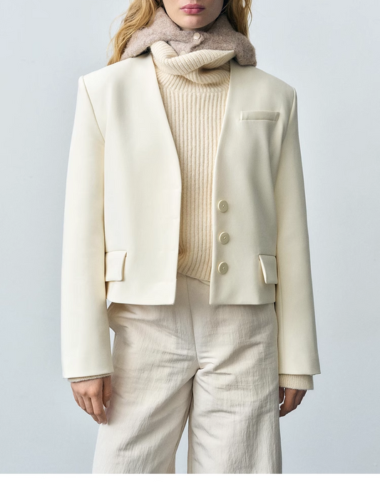 Women Clothing Spring Summer Casual Design V neck Top Blazers - ALTARIA