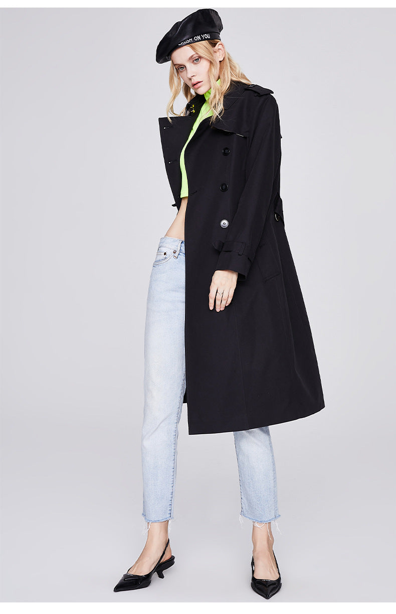 Autumn Trench Coat Women Long Trench Coat Popular Slim Fit Solid Color Non-Wrinkle Coat - ALTARIA