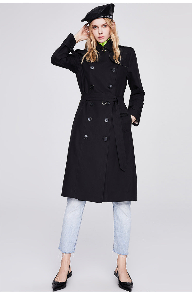 Autumn Trench Coat Women Long Trench Coat Popular Slim Fit Solid Color Non-Wrinkle Coat - ALTARIA