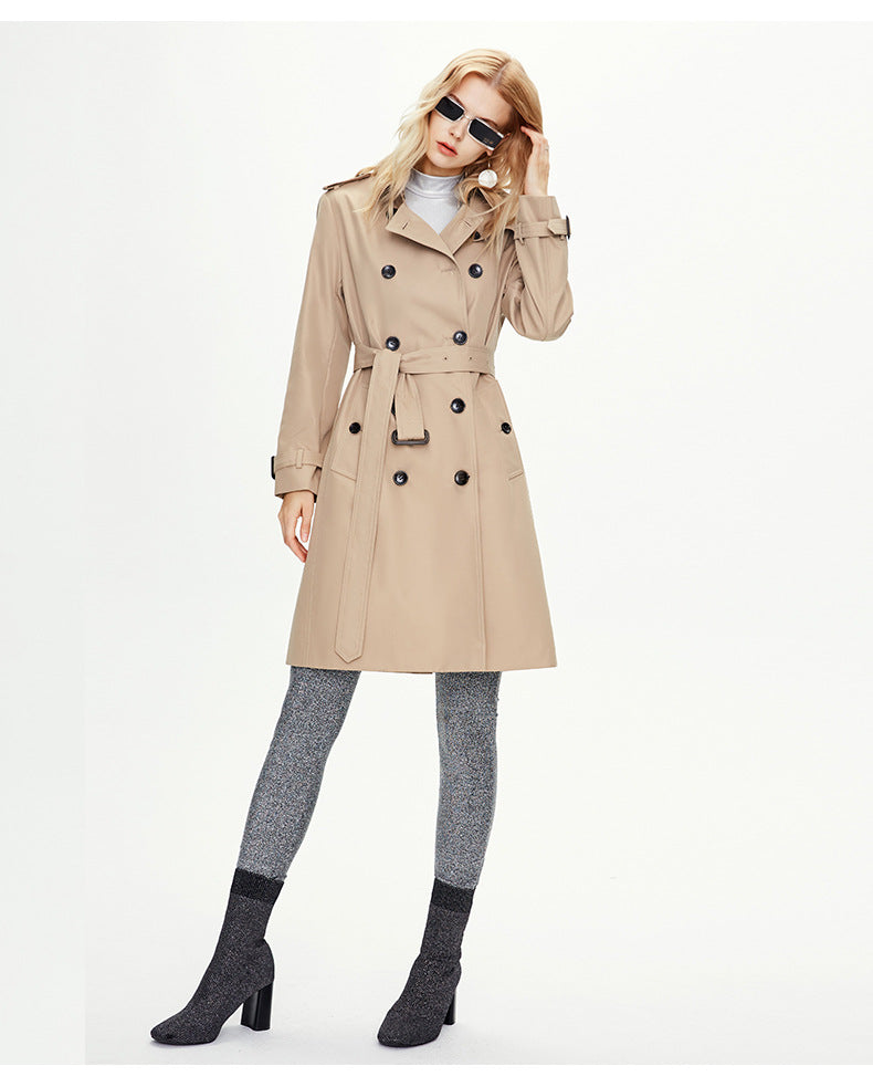 Clothing Women Mid-Length Double-Breasted Khaki British Coat Women Autumn Winter Women Clothing Plus Size - ALTARIA