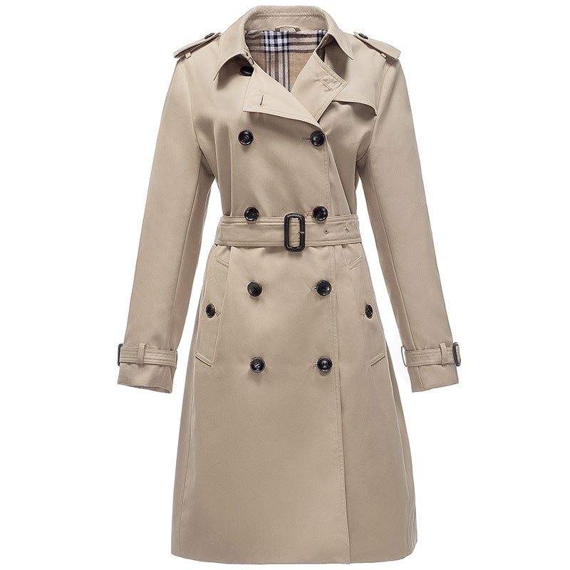 Clothing Women Mid-Length Double-Breasted Khaki British Coat Women Autumn Winter Women Clothing Plus Size - ALTARIA