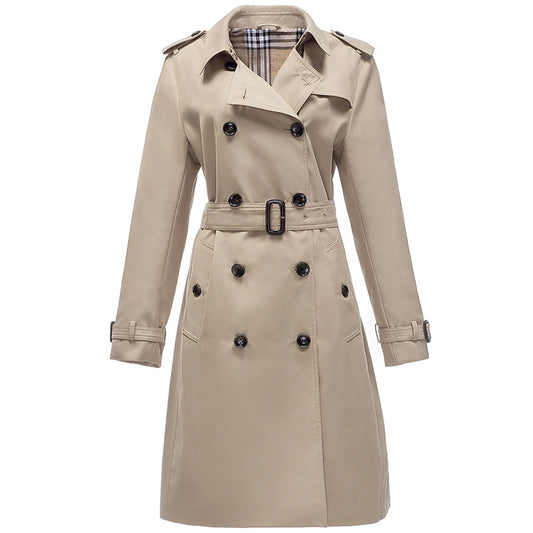 Clothing Women Mid-Length Double-Breasted Khaki British Coat Women Autumn Winter Women Clothing Plus Size - ALTARIA