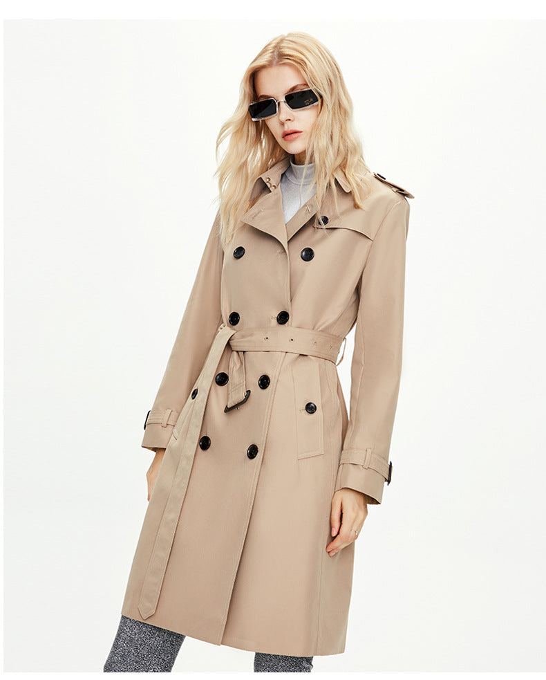 Clothing Women Mid-Length Double-Breasted Khaki British Coat Women Autumn Winter Women Clothing Plus Size - ALTARIA