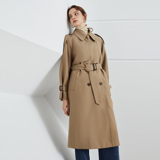 Element Autumn Winter British Double Breasted Loose Drooping Extended Trench Coat for Women - ALTARIA