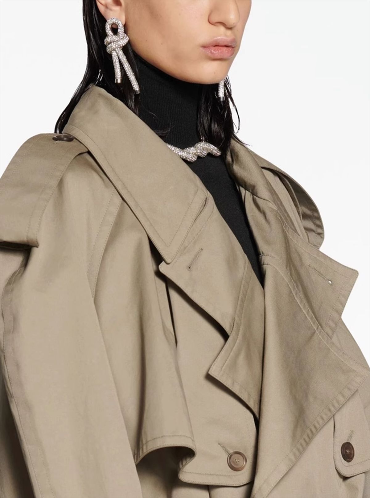 French Coat Autumn Simple Handsome Workwear Loose Large Profile Double Breasted Short Lace up Waist Trimming Trench Coat Tide - ALTARIA
