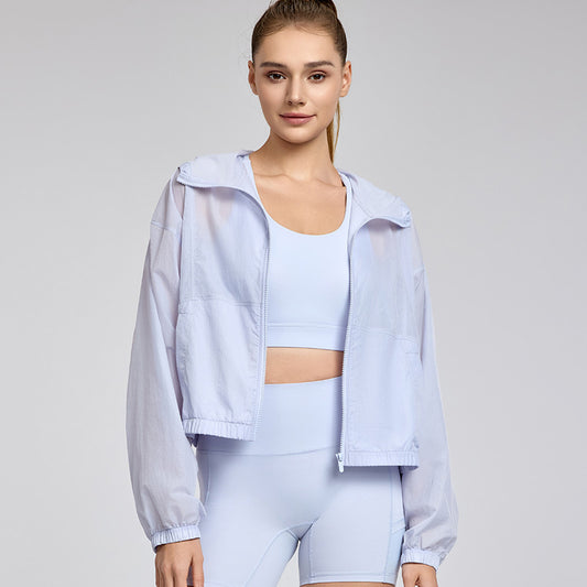 Lightweight Breathable Long Sleeves Top Women's Loose Outdoor Casual Anorak Summer Sports Running Yoga Clothes Coat - ALTARIA