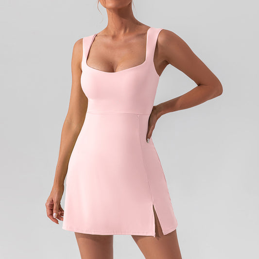 Sexy Sling Solid Color Yoga Tennis Lightweight Breathable Outdoor Golf Sports Dress Women - ALTARIA