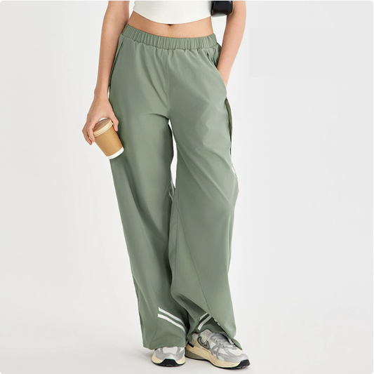 Spring Summer Side Striped Sweatpants Casual Women Loose Drooping Paratrooper Pants High Waist Retro Wide Leg Straight Trousers - ALTARIA