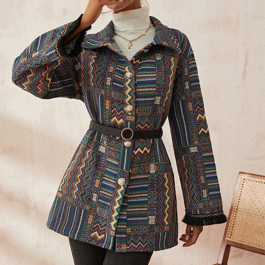 Coat Women Autumn Winter Ethnic Knitted Coat Women - ALTARIA