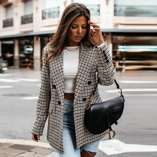 Plaid Slim Fit Slimming Small Blazer Women - ALTARIA