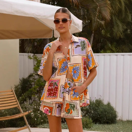 Summer Holiday Casual Shirt Shorts Two Piece Sets - ALTARIA