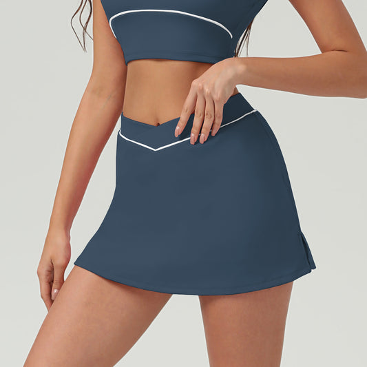 Running Sports Short Skirt Hip Raise Slimming Cross Waist Yoga Skirts Urban Tennis Skirt - ALTARIA