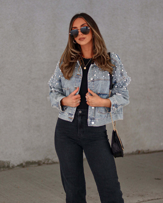 Heavy Industry Beads Women's Loose Denim Jacket - ALTARIA