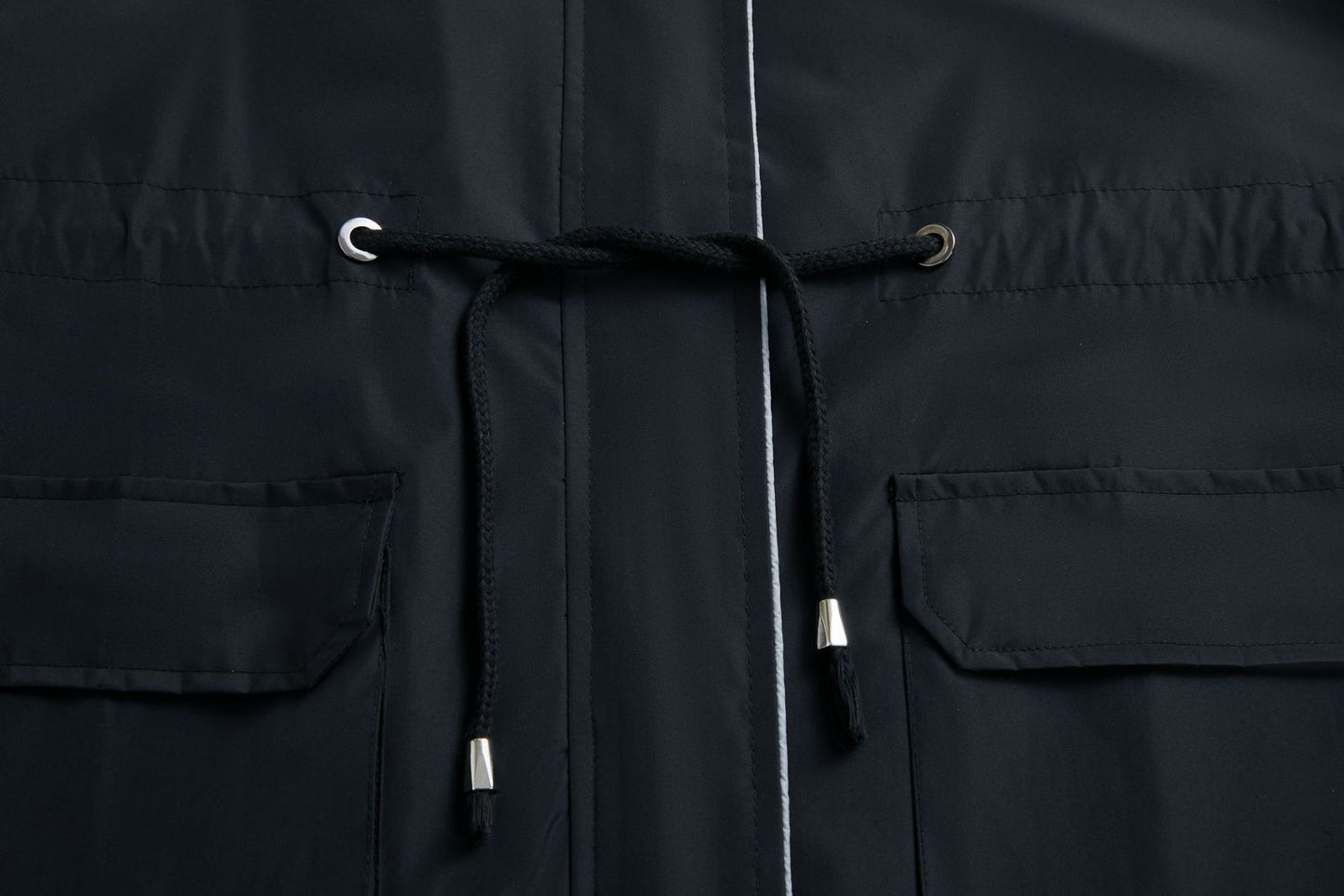 Spring Autumn Long Casual Trench Coat Women Waterproof Hooded Solid Color Top Striped Lining Straight Coat - ALTARIA