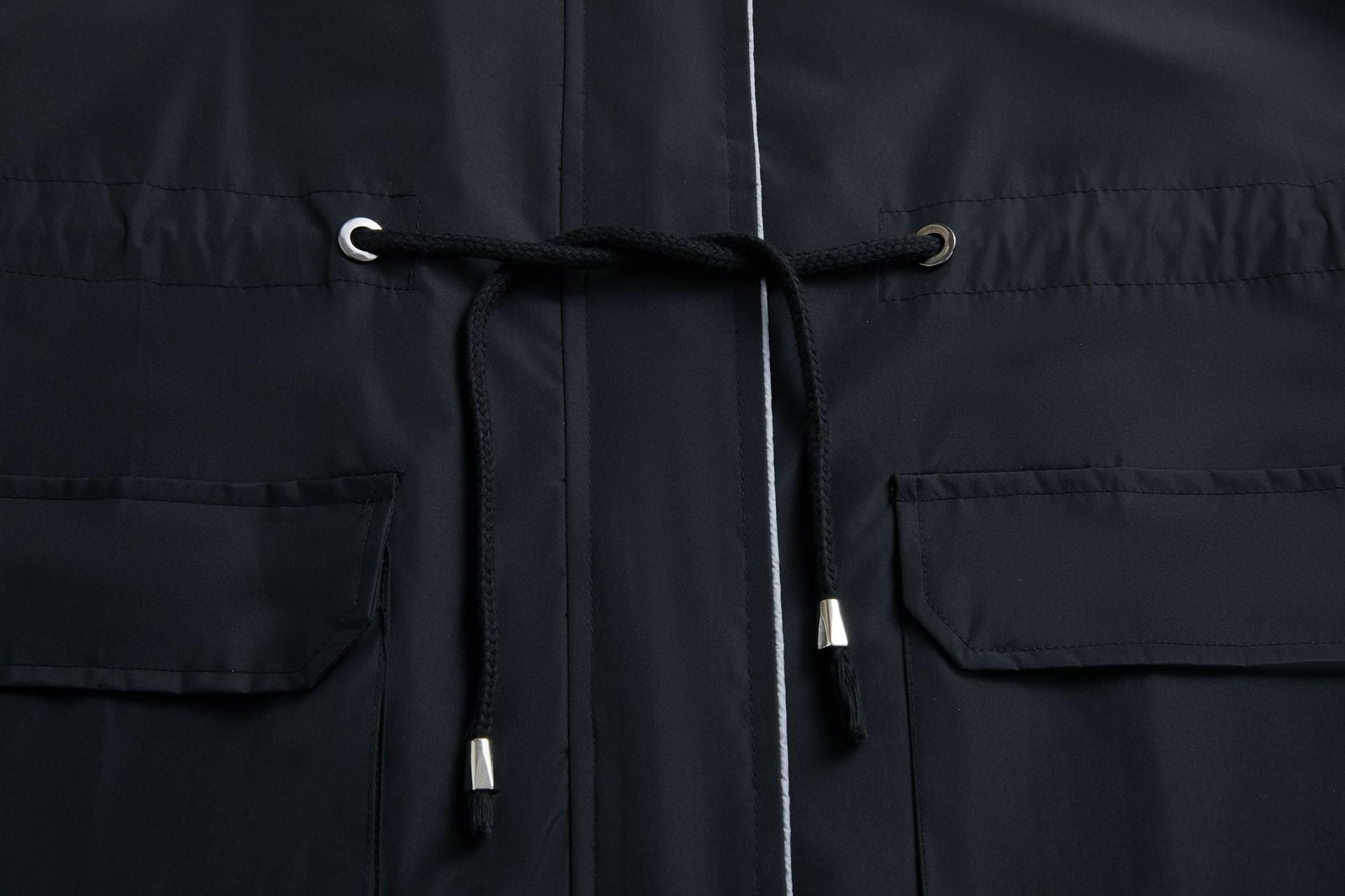 Spring Autumn Long Casual Trench Coat Women Waterproof Hooded Solid Color Top Striped Lining Straight Coat - ALTARIA