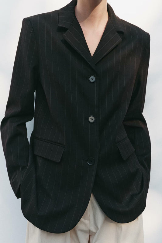 Spring Women Clothing Striped Minimalist Casual Blazer - ALTARIA