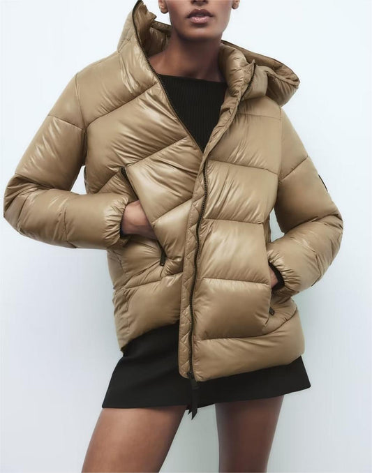 Winter Women Clothing Hooded Zipped Cotton Padded Jacket Warm Cotton Coat - ALTARIA