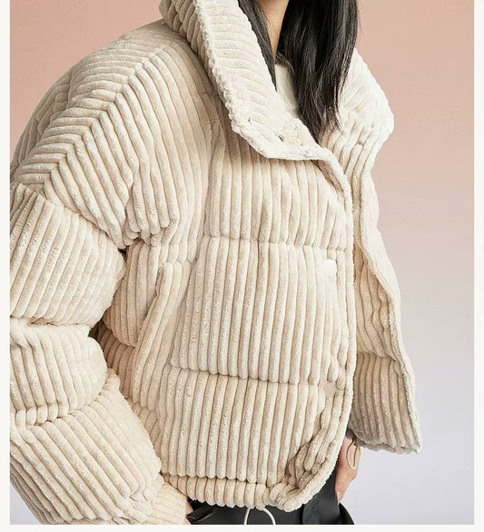 Autumn Women Street Corduroy Bread Coat Cotton Coat - ALTARIA