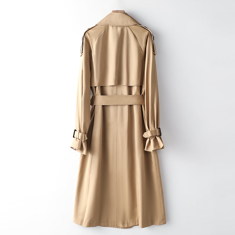 Element Overknee Long Trench Coat Women Popular Korean Autumn Winter Waist Controlled Slimming Coat - ALTARIA
