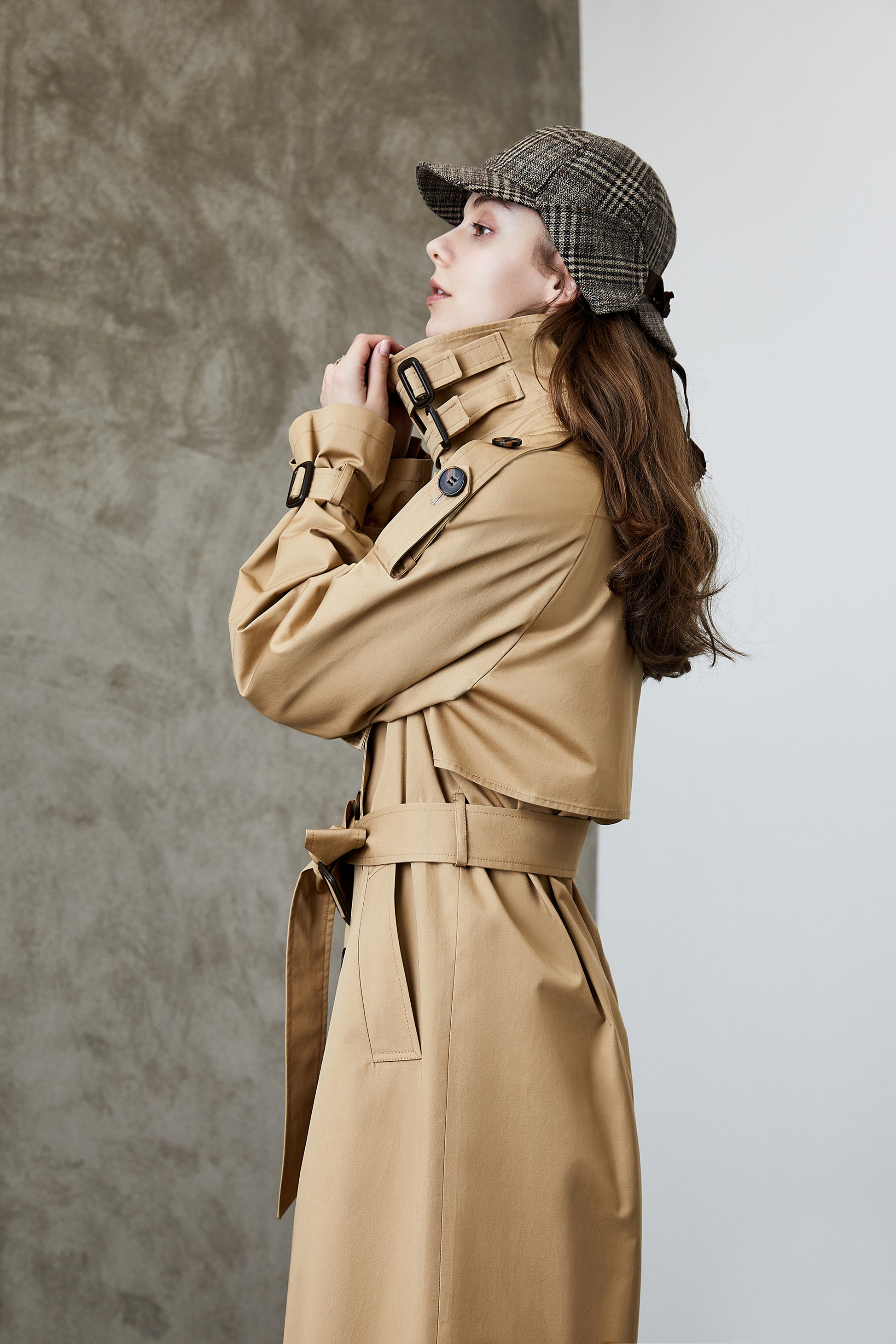 Element Overknee Long Trench Coat Women Popular Korean Autumn Winter Waist Controlled Slimming Coat - ALTARIA