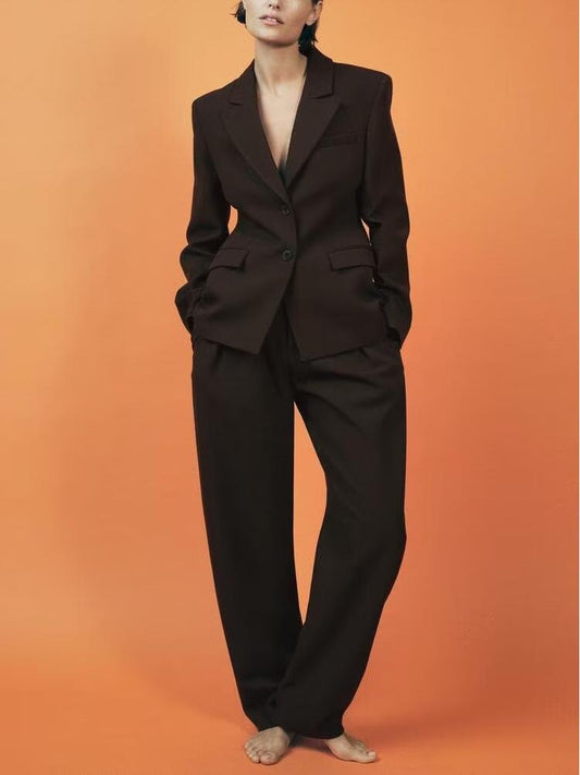 Short Skirt Style Hem Blazer Jacket Bucket Pants PantsSets - ALTARIA