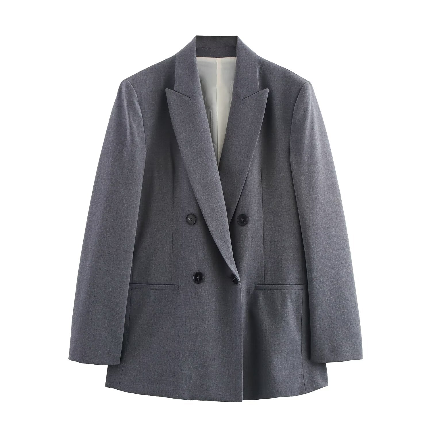 Women Double Breasted Blazer with Padded Shoulder Pant Sets - ALTARIA